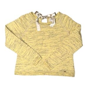 CYELL Yellow Marled Knit Sweatshirt w/ Back Ribbon Tie Size 38